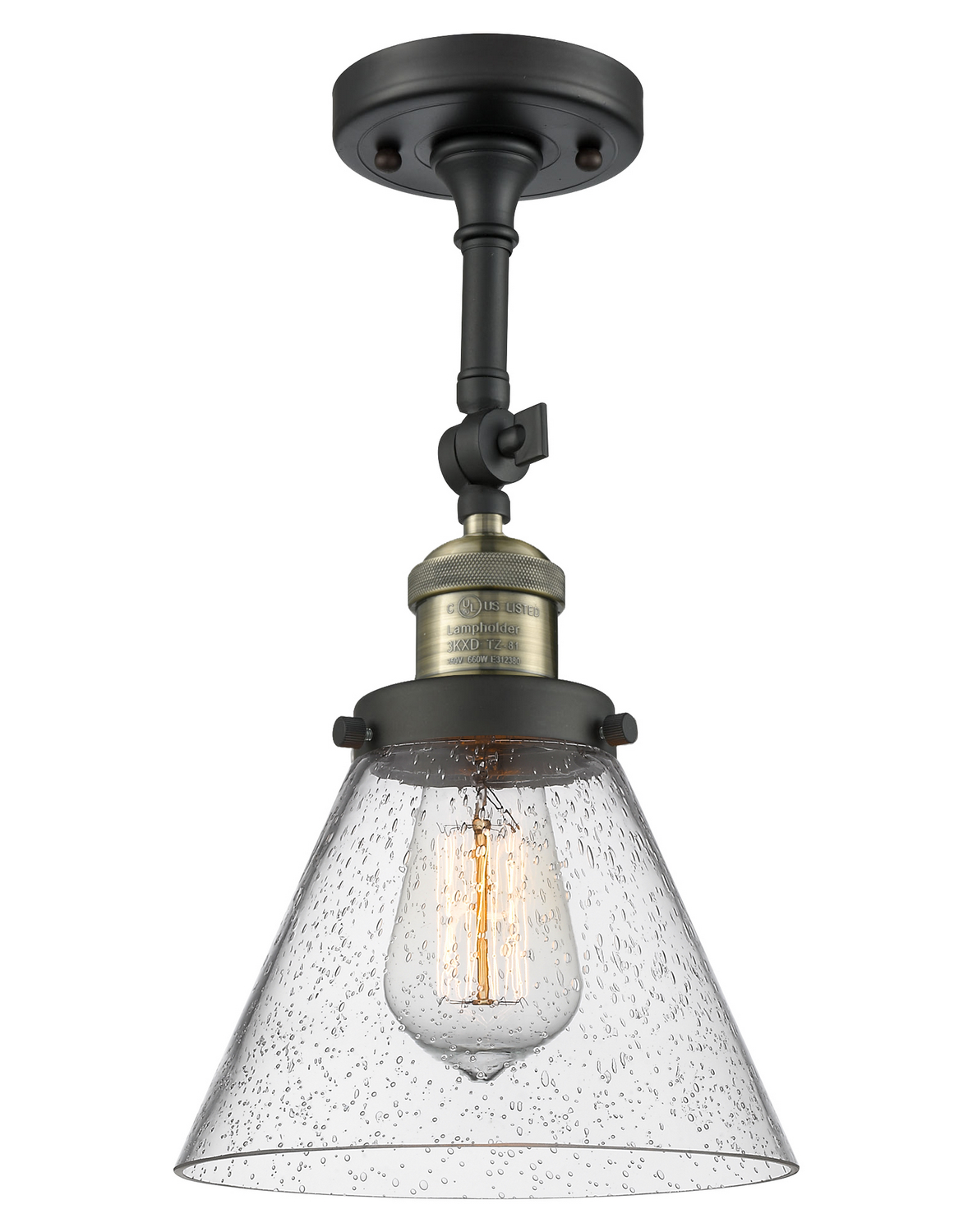 One Light Semi-Flush Mount by Innovations - Franklin Restoration Collection, Black Antique Brass Finish - 201F-BAB-G44