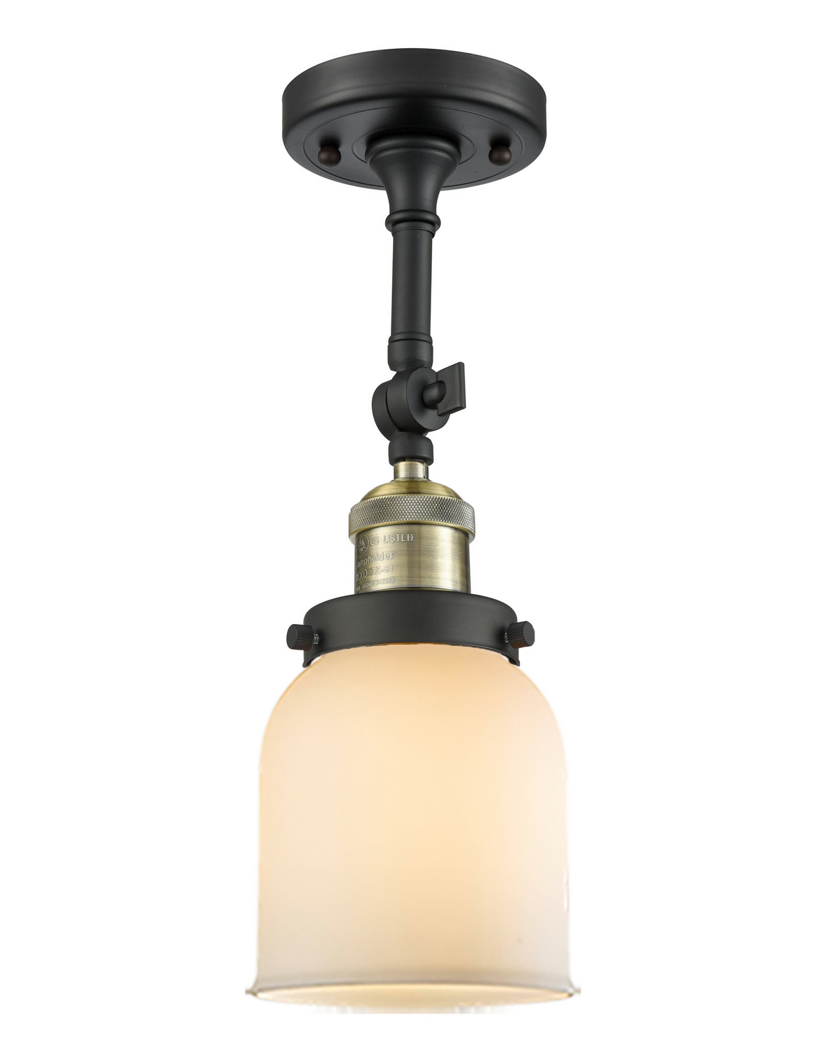 One Light Semi-Flush Mount by Innovations - Franklin Restoration Collection, Black Antique Brass Finish - 201F-BAB-G51