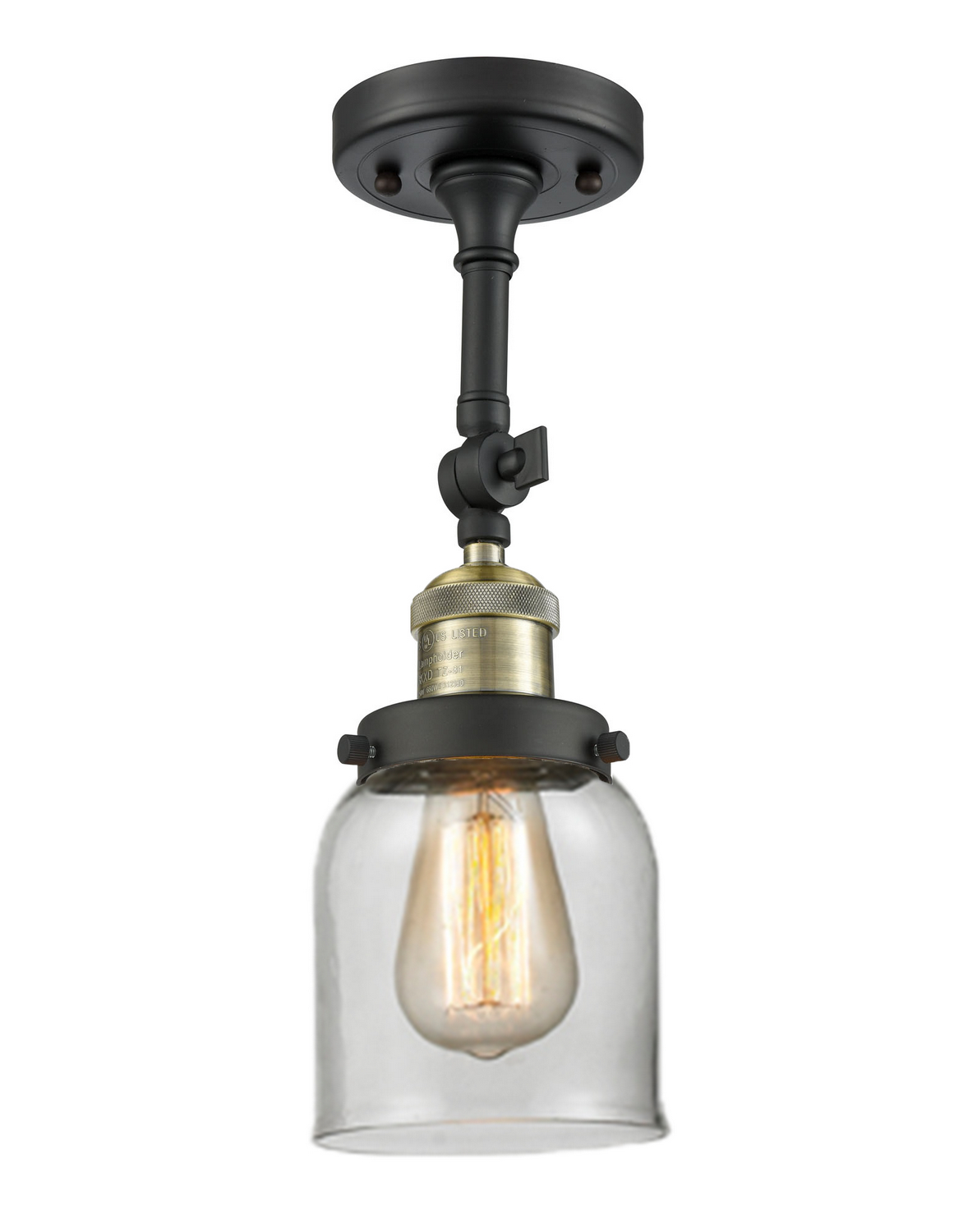 LED Semi-Flush Mount by Innovations - Franklin Restoration Collection, Black Antique Brass Finish - 201F-BAB-G52-LED