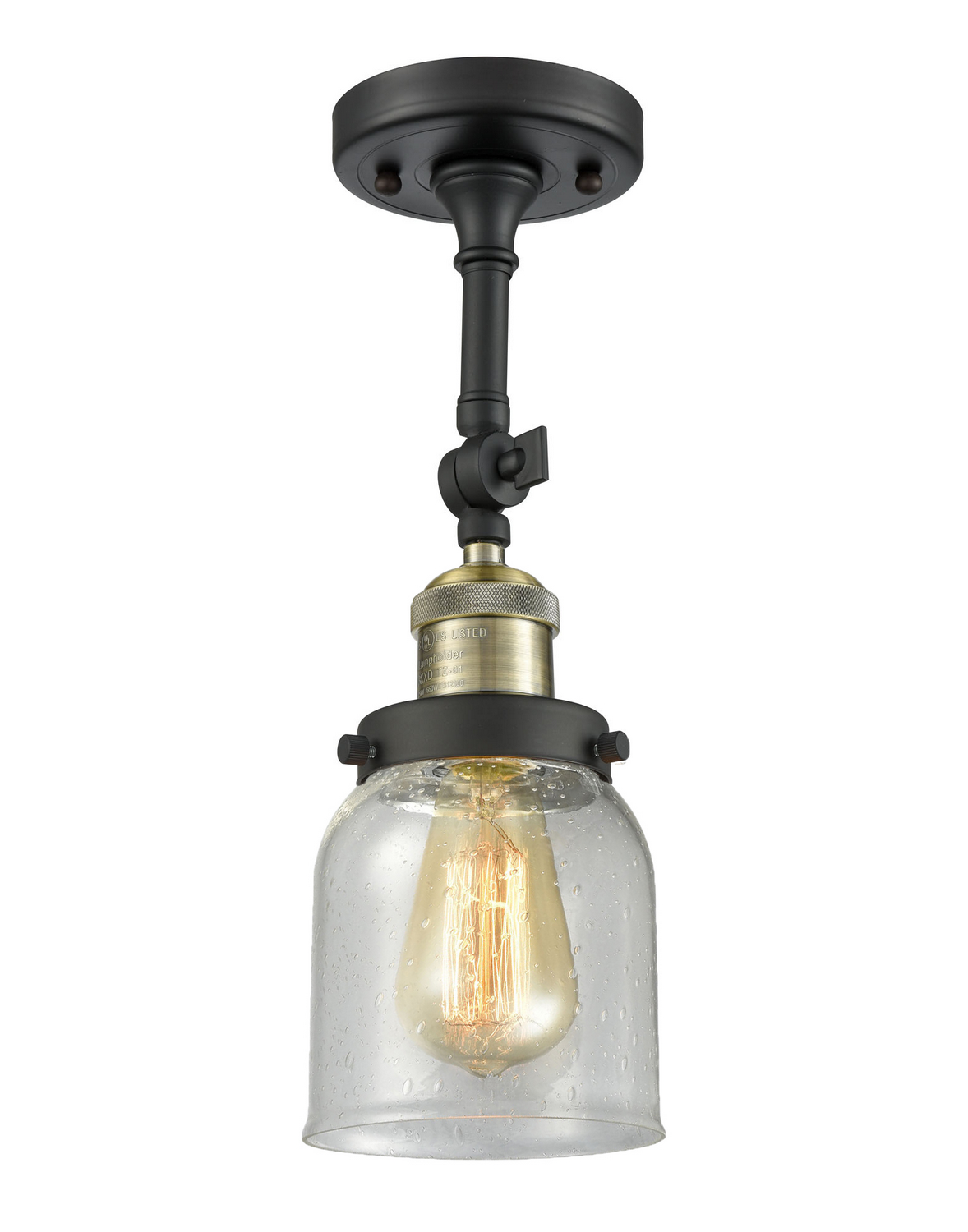LED Semi-Flush Mount by Innovations - Franklin Restoration Collection, Black Antique Brass Finish - 201F-BAB-G54-LED