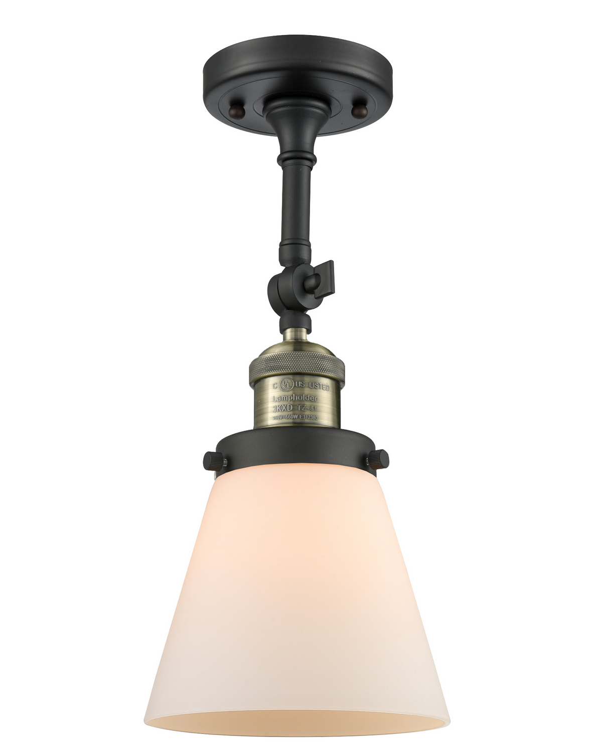 One Light Semi-Flush Mount by Innovations - Franklin Restoration Collection, Black Antique Brass Finish - 201F-BAB-G61