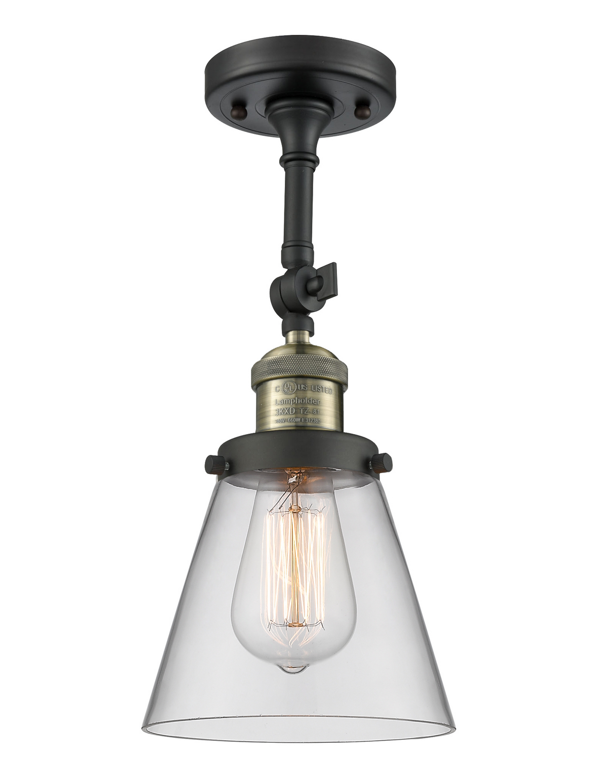One Light Semi-Flush Mount by Innovations - Franklin Restoration Collection, Black Antique Brass Finish - 201F-BAB-G62