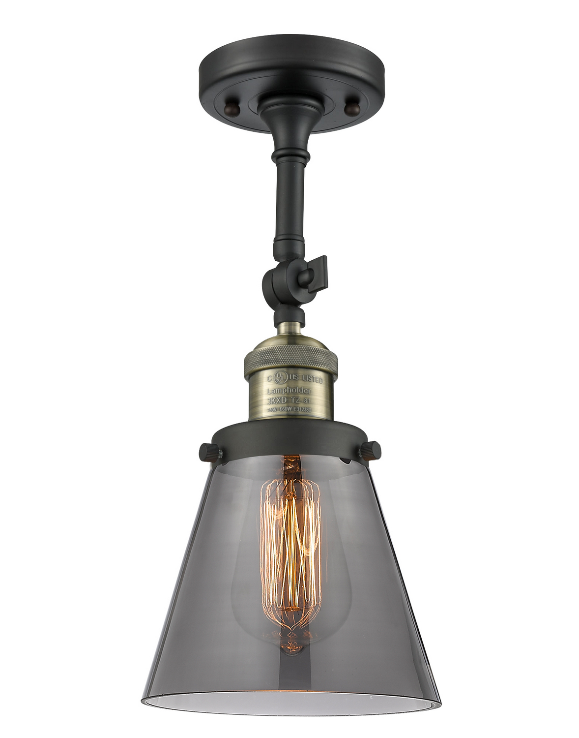 One Light Semi-Flush Mount by Innovations - Franklin Restoration Collection, Black Antique Brass Finish - 201F-BAB-G63