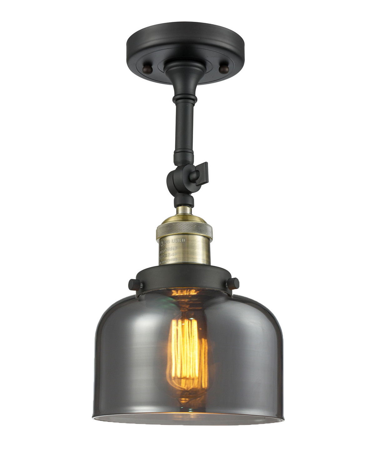 LED Semi-Flush Mount by Innovations - Franklin Restoration Collection, Black Antique Brass Finish - 201F-BAB-G73-LED