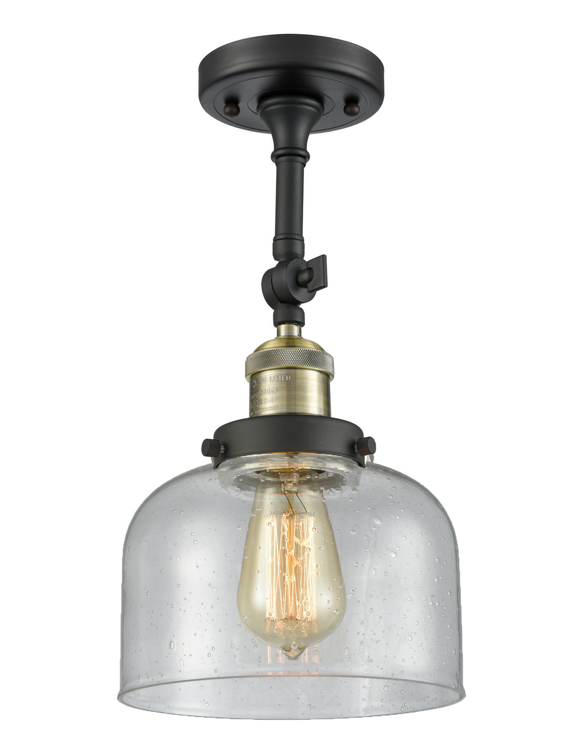 LED Semi-Flush Mount by Innovations - Franklin Restoration Collection, Black Antique Brass Finish - 201F-BAB-G74-LED