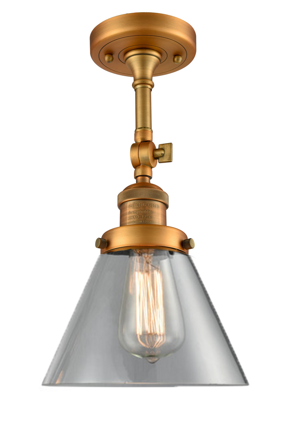 LED Semi-Flush Mount by Innovations - Franklin Restoration Collection, Brushed Brass Finish - 201F-BB-G42-LED