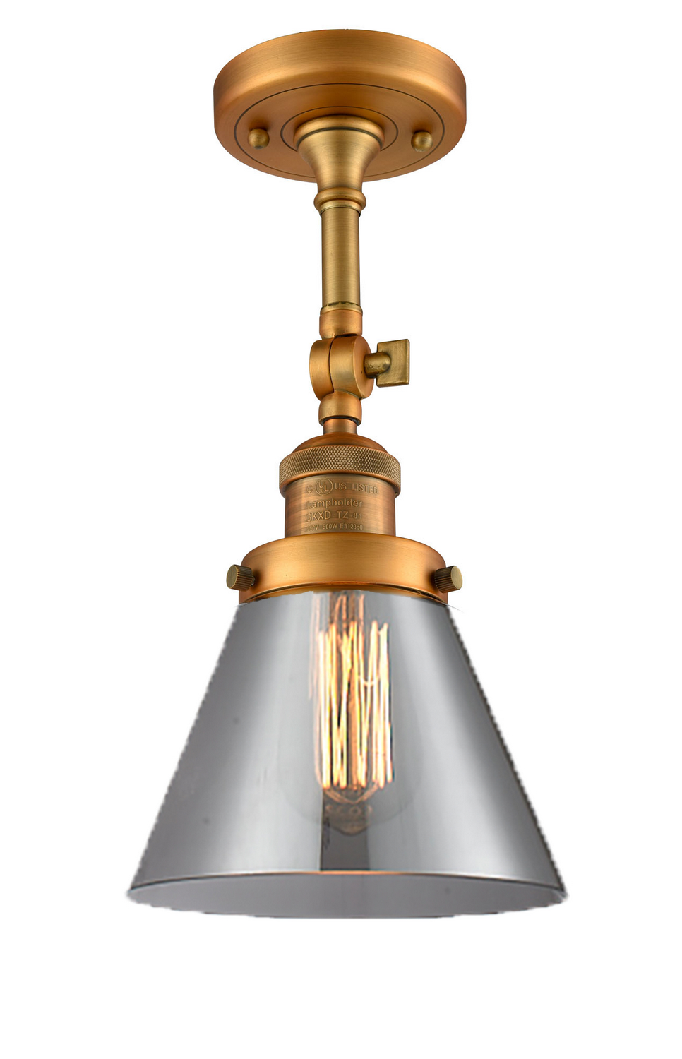 LED Semi-Flush Mount by Innovations - Franklin Restoration Collection, Brushed Brass Finish - 201F-BB-G43-LED
