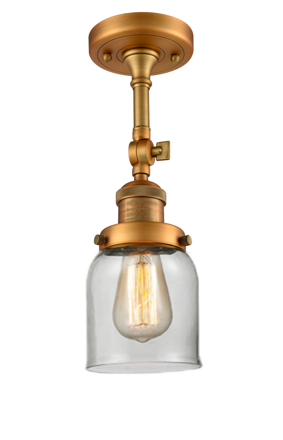 LED Semi-Flush Mount by Innovations - Franklin Restoration Collection, Brushed Brass Finish - 201F-BB-G52-LED