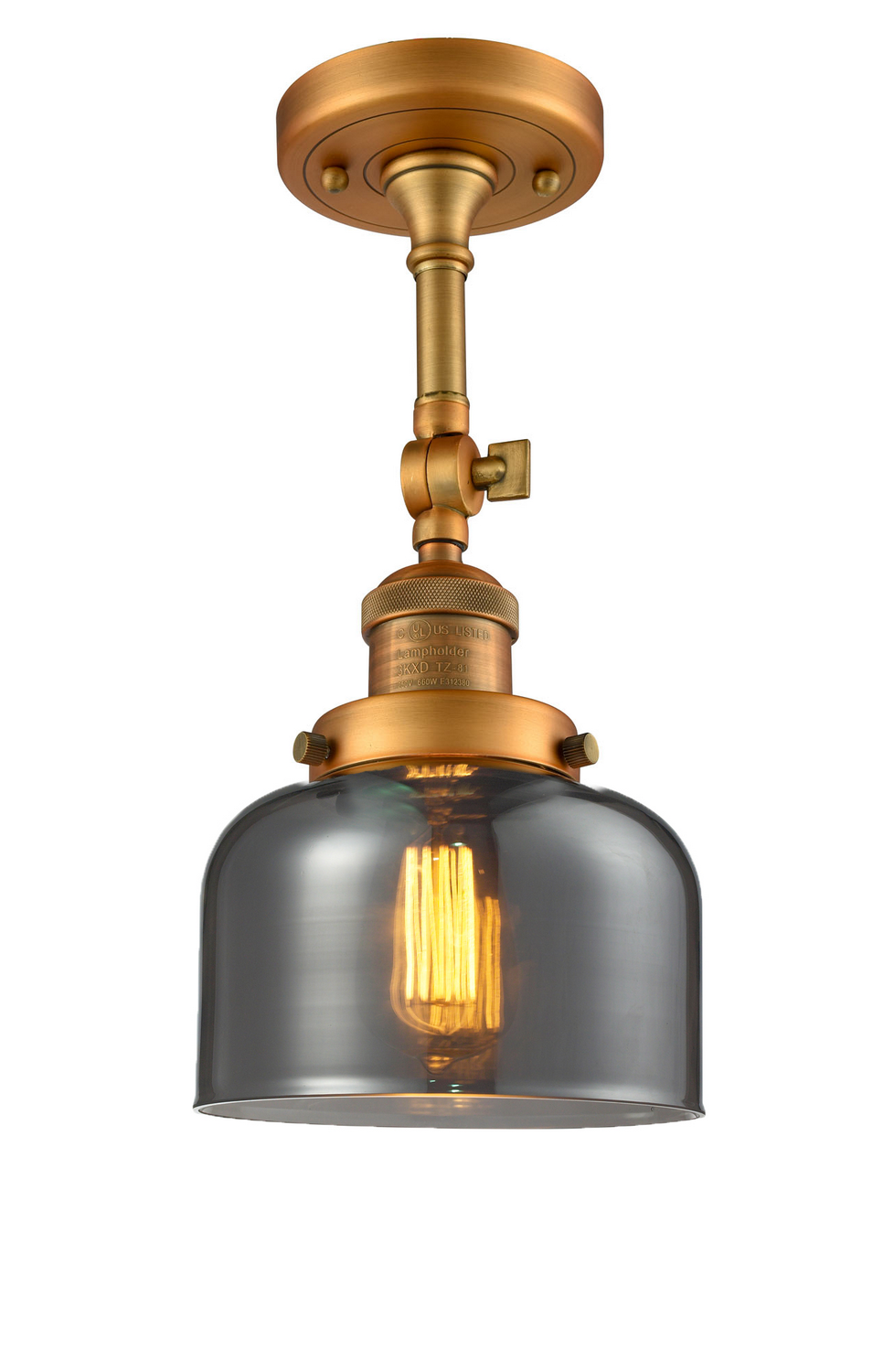 LED Semi-Flush Mount by Innovations - Franklin Restoration Collection, Brushed Brass Finish - 201F-BB-G73-LED