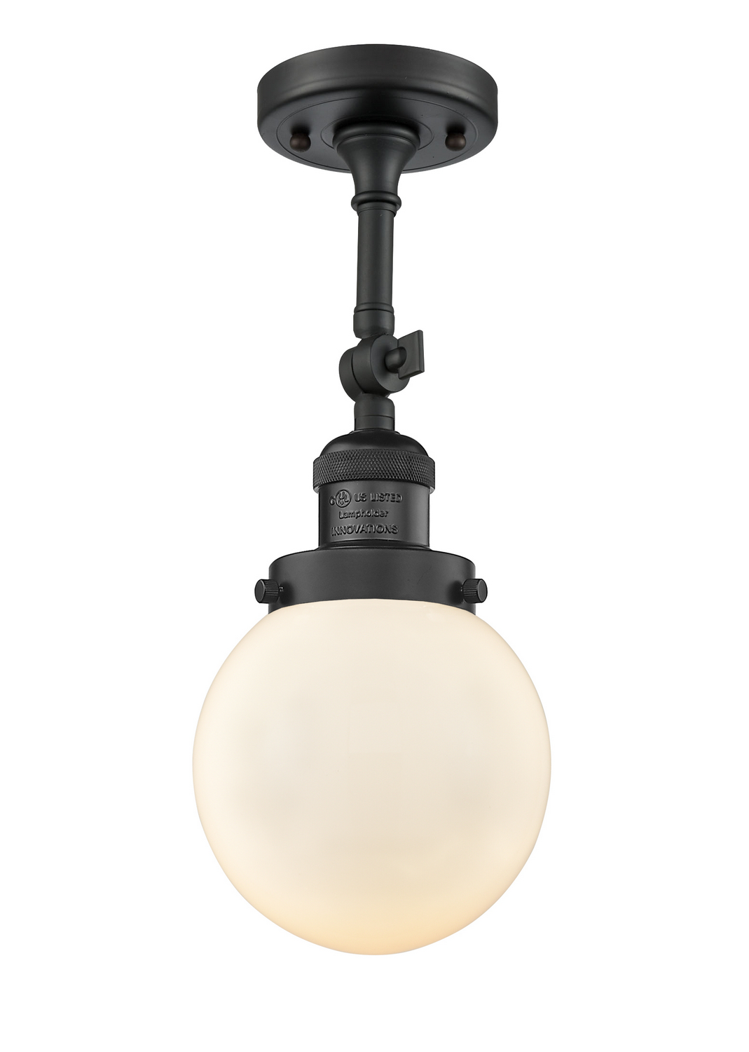 One Light Semi-Flush Mount by Innovations - Franklin Restoration Collection, Matte Black Finish - 201F-BK-G201-6