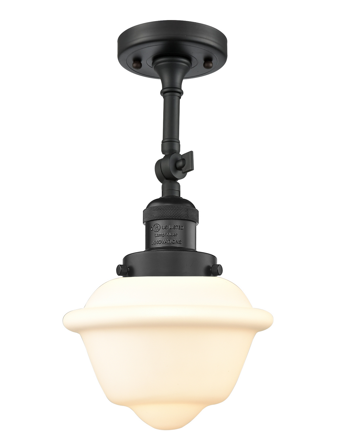 One Light Semi-Flush Mount by Innovations - Franklin Restoration Collection, Matte Black Finish - 201F-BK-G531