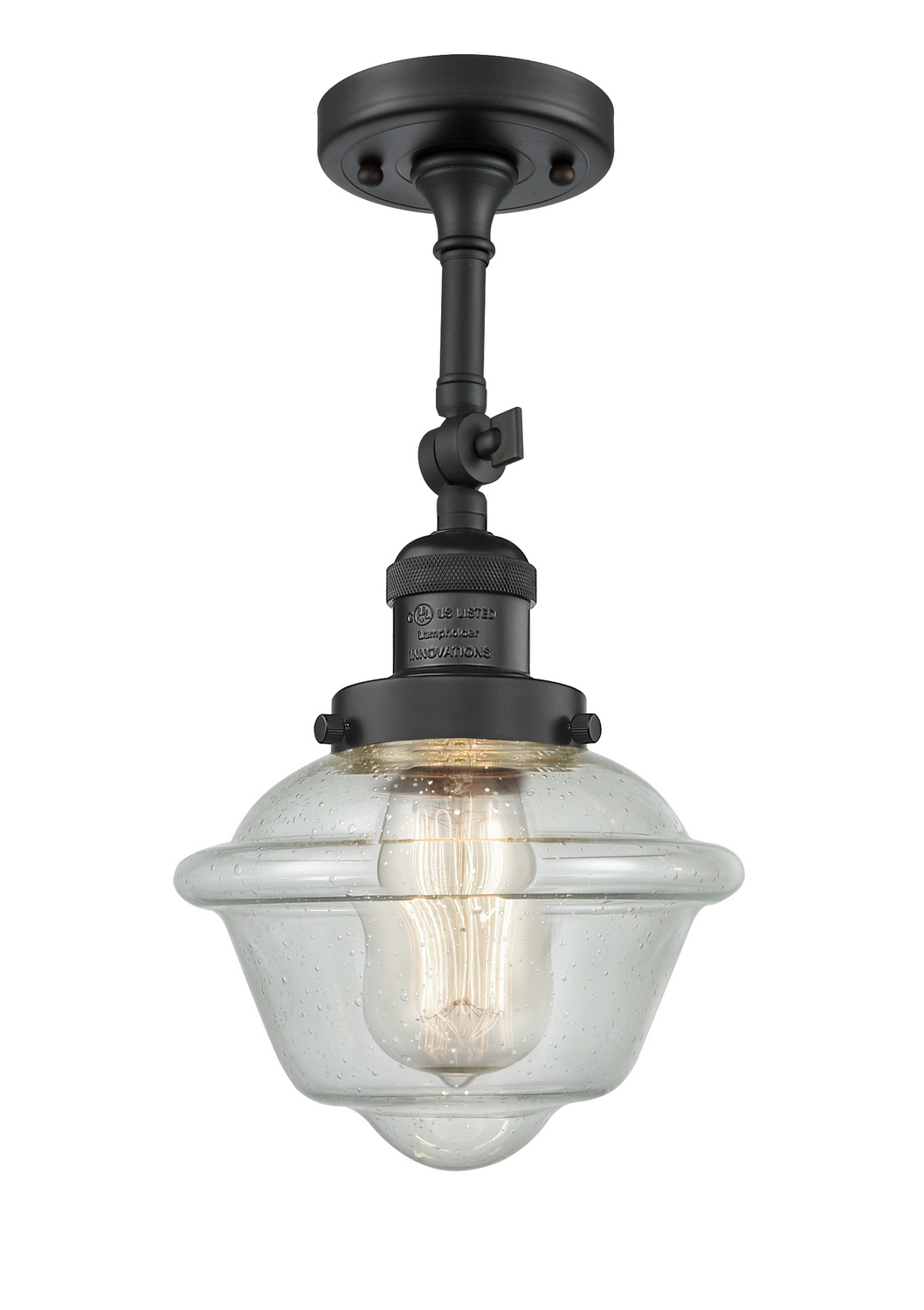 One Light Semi-Flush Mount by Innovations - Franklin Restoration Collection, Matte Black Finish - 201F-BK-G534