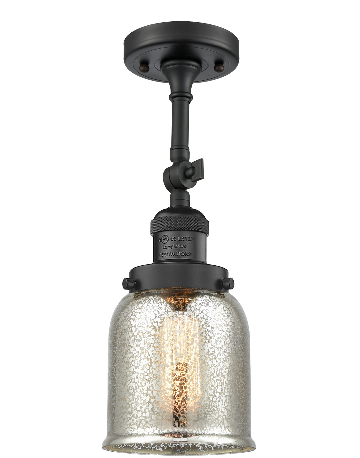 One Light Semi-Flush Mount by Innovations - Franklin Restoration Collection, Matte Black Finish - 201F-BK-G58