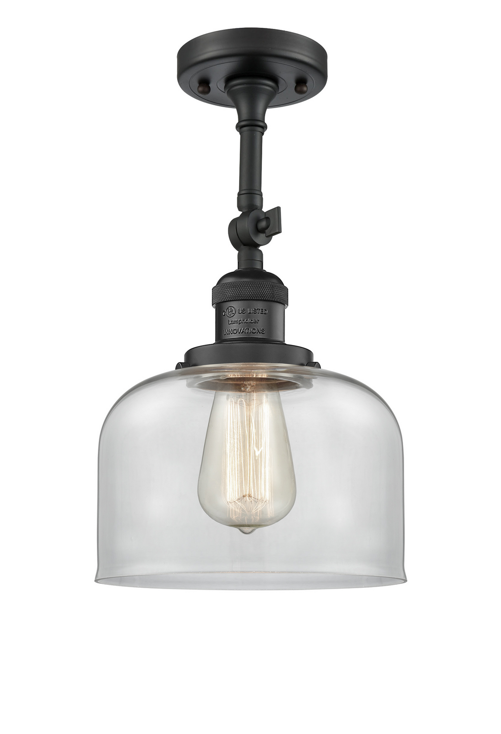 LED Semi-Flush Mount by Innovations - Franklin Restoration Collection, Matte Black Finish - 201F-BK-G72-LED