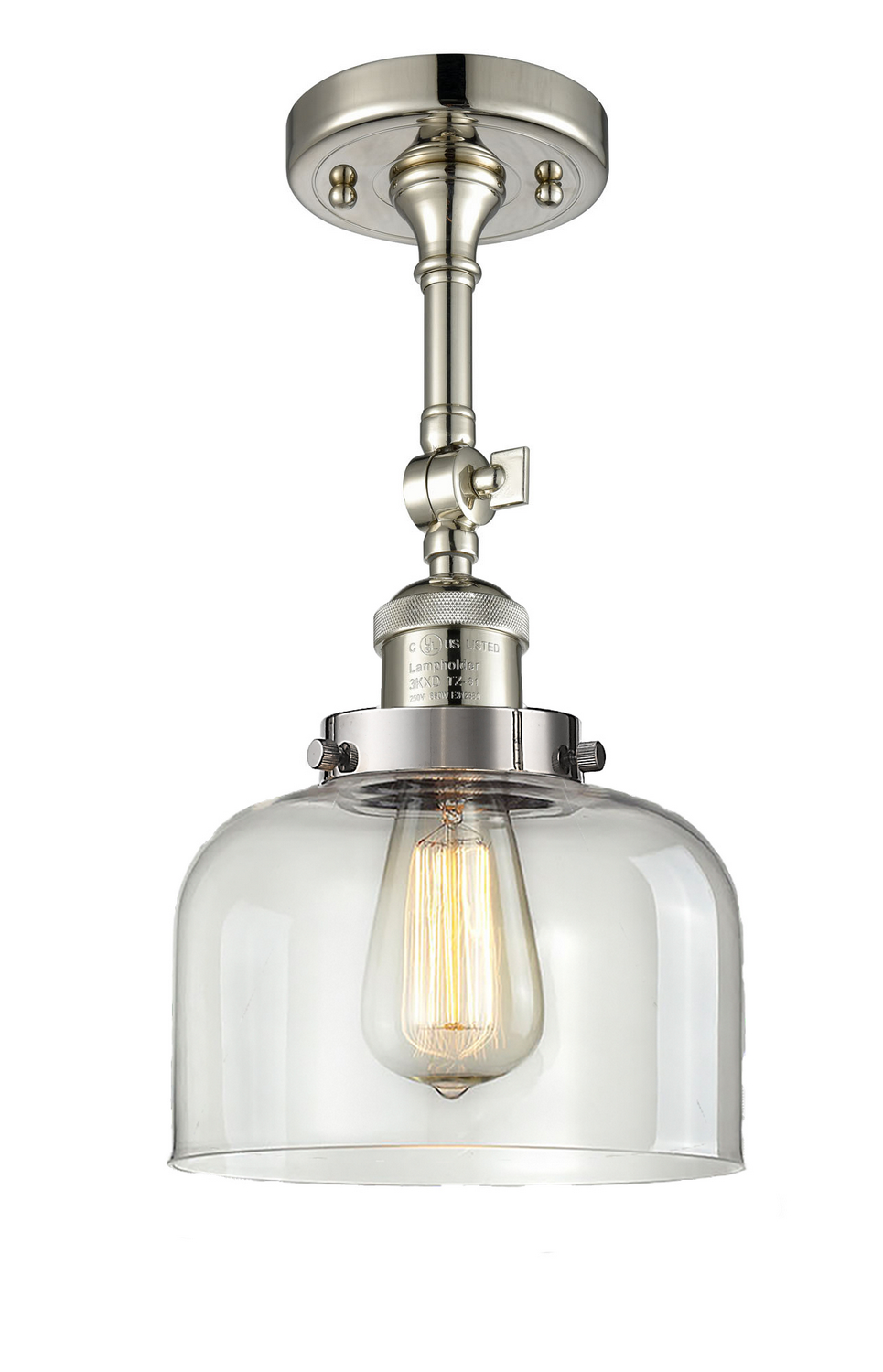 LED Semi-Flush Mount by Innovations - Franklin Restoration Collection, Polished Nickel Finish - 201F-PN-G72-LED