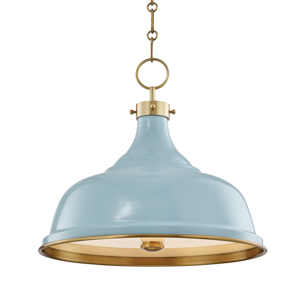 Hudson Valley Painted No.1 Three Light Pendant in Aged Brass/Blue Bird - MDS300-AGB/BB