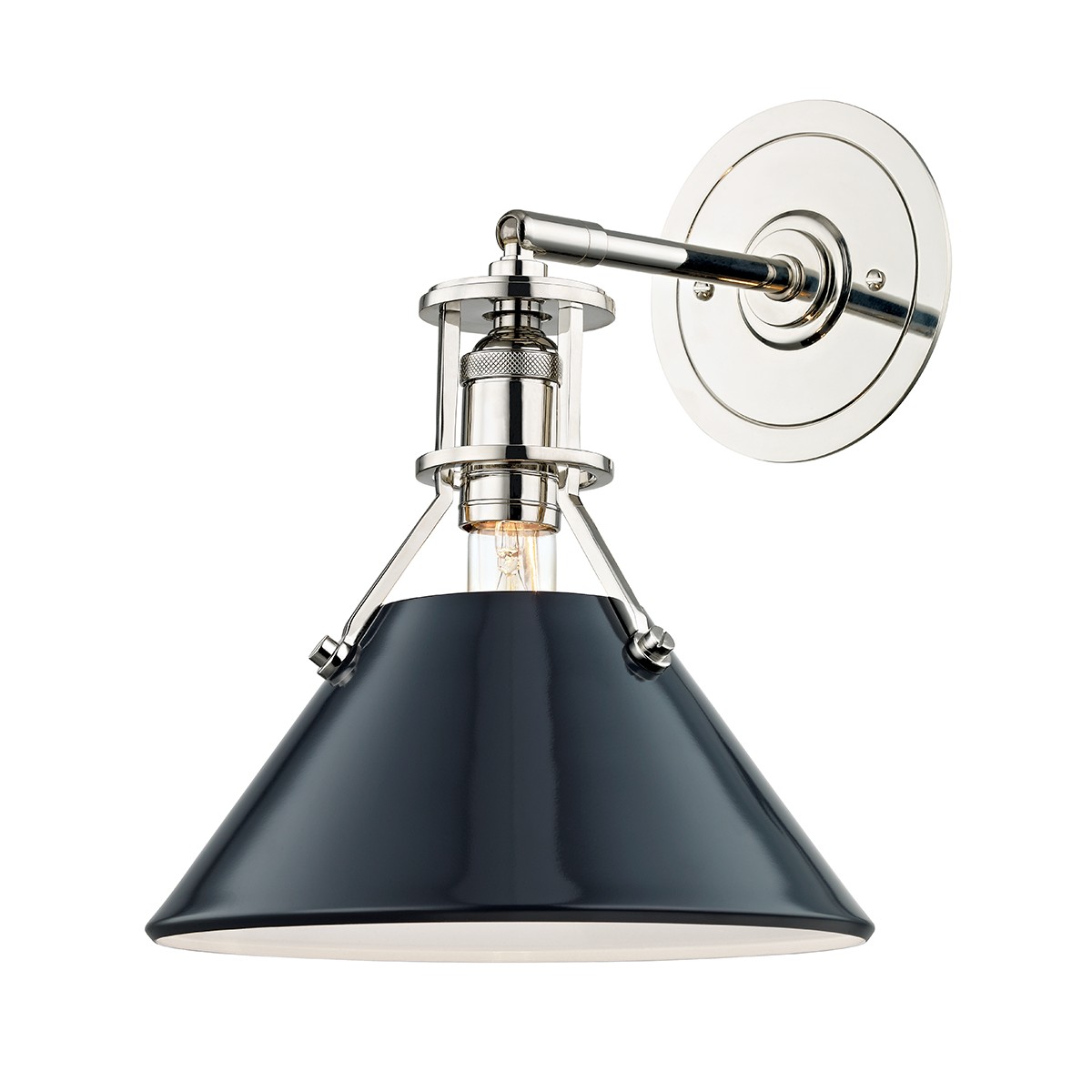 Hudson Valley Painted No.2 One Light Wall Sconce in Polished Nickel/Darkest Blue - MDS350-PN/DBL