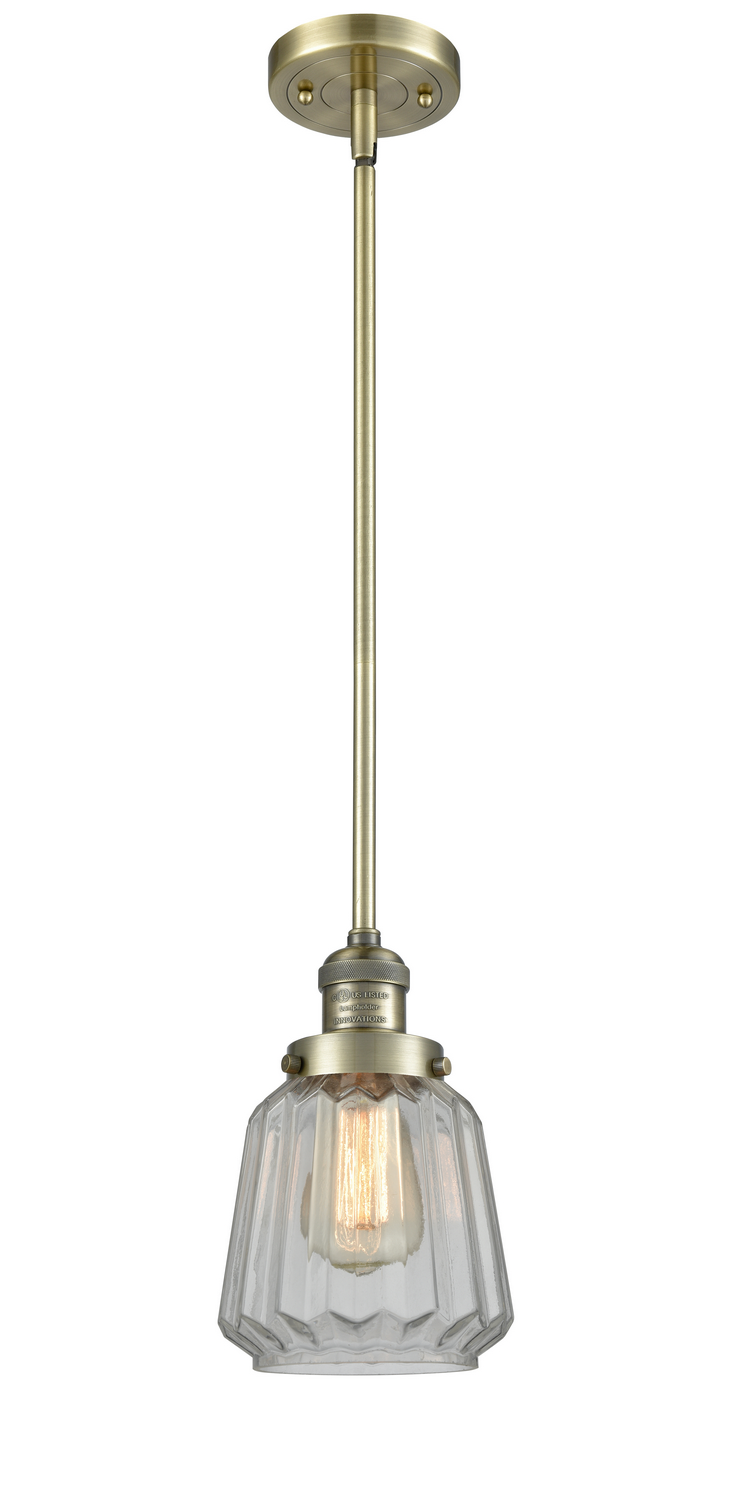 One Light Mini Pendant by Innovations - Franklin Restoration Collection, Antique Brass Finish - 201S-AB-G142