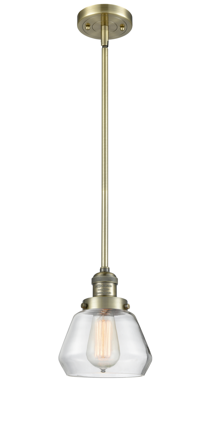 One Light Mini Pendant by Innovations - Franklin Restoration Collection, Antique Brass Finish - 201S-AB-G172