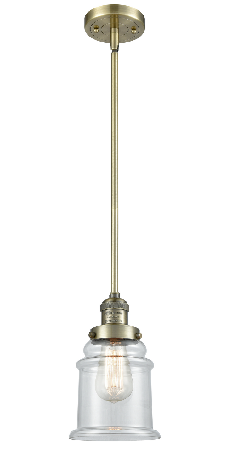 One Light Mini Pendant by Innovations - Franklin Restoration Collection, Antique Brass Finish - 201S-AB-G182