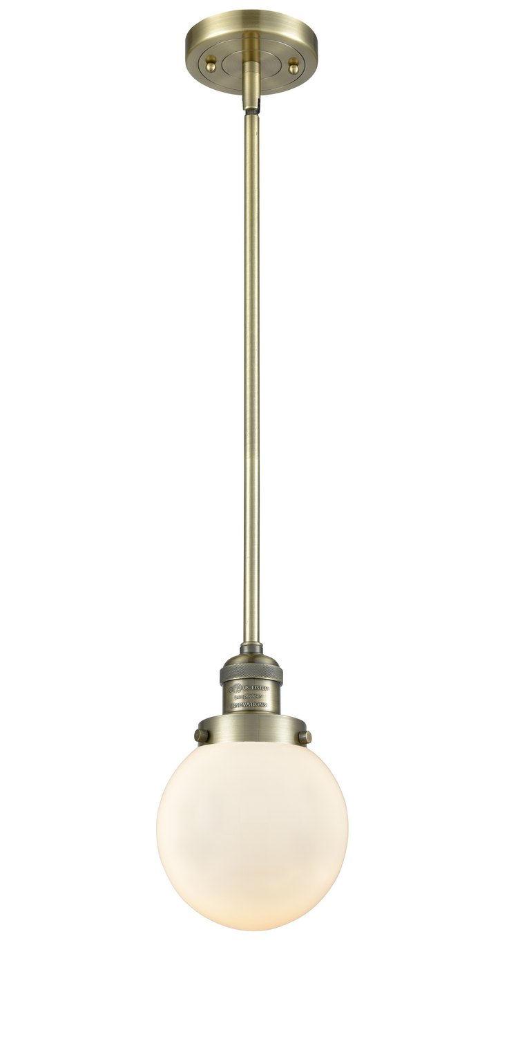 One Light Mini Pendant by Innovations - Franklin Restoration Collection, Antique Brass Finish - 201S-AB-G201-6