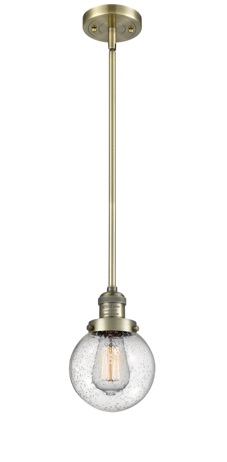 LED Mini Pendant by Innovations - Franklin Restoration Collection, Antique Brass Finish - 201S-AB-G204-6-LED