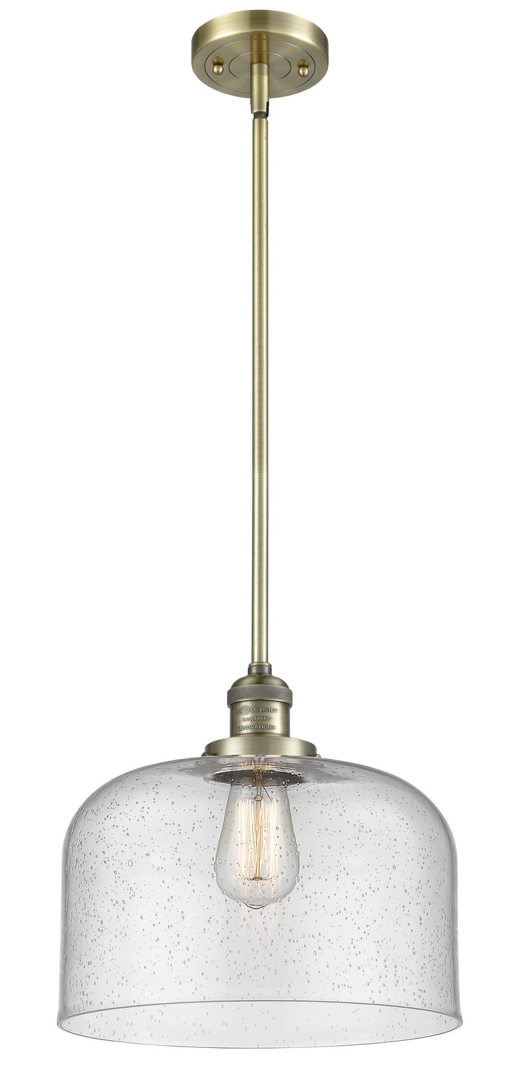 One Light Mini Pendant by Innovations - Franklin Restoration Collection, Antique Brass Finish - 201S-AB-G74-L