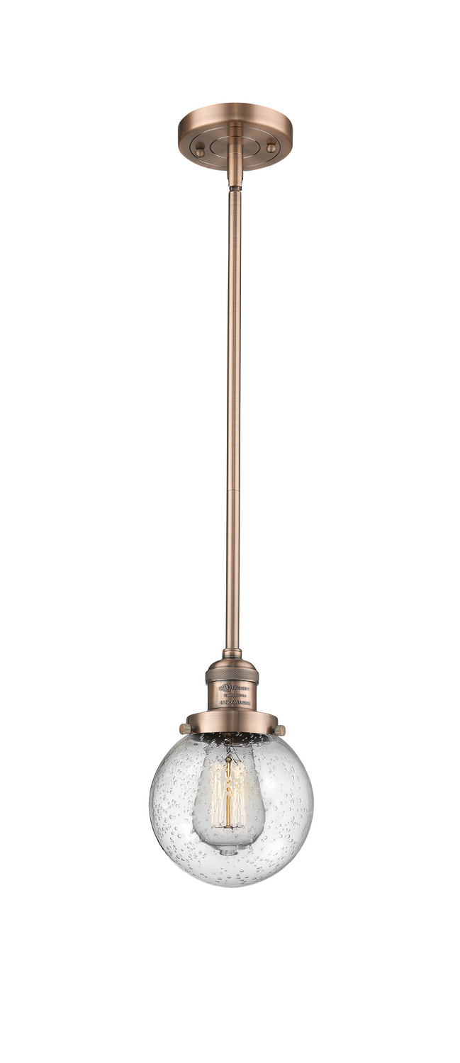 LED Mini Pendant by Innovations - Franklin Restoration Collection, Antique Copper Finish - 201S-AC-G204-6-LED