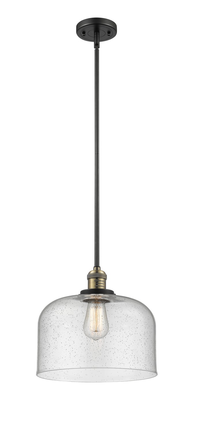 One Light Mini Pendant by Innovations - Franklin Restoration Collection, Black Antique Brass Finish - 201S-BAB-G74-L