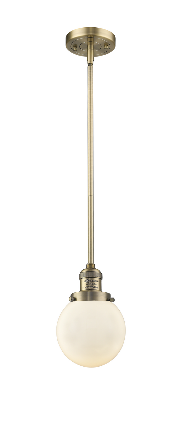 One Light Mini Pendant by Innovations - Franklin Restoration Collection, Brushed Brass Finish - 201S-BB-G201-6