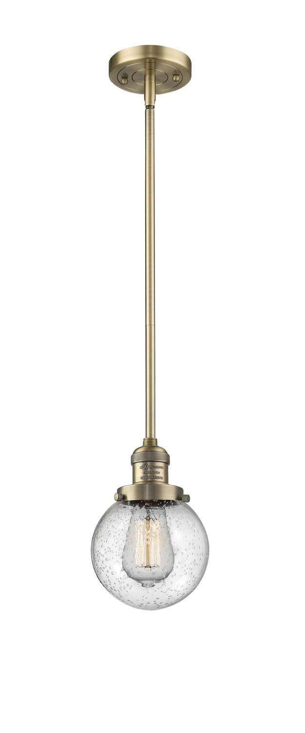 One Light Mini Pendant by Innovations - Franklin Restoration Collection, Brushed Brass Finish - 201S-BB-G204-6