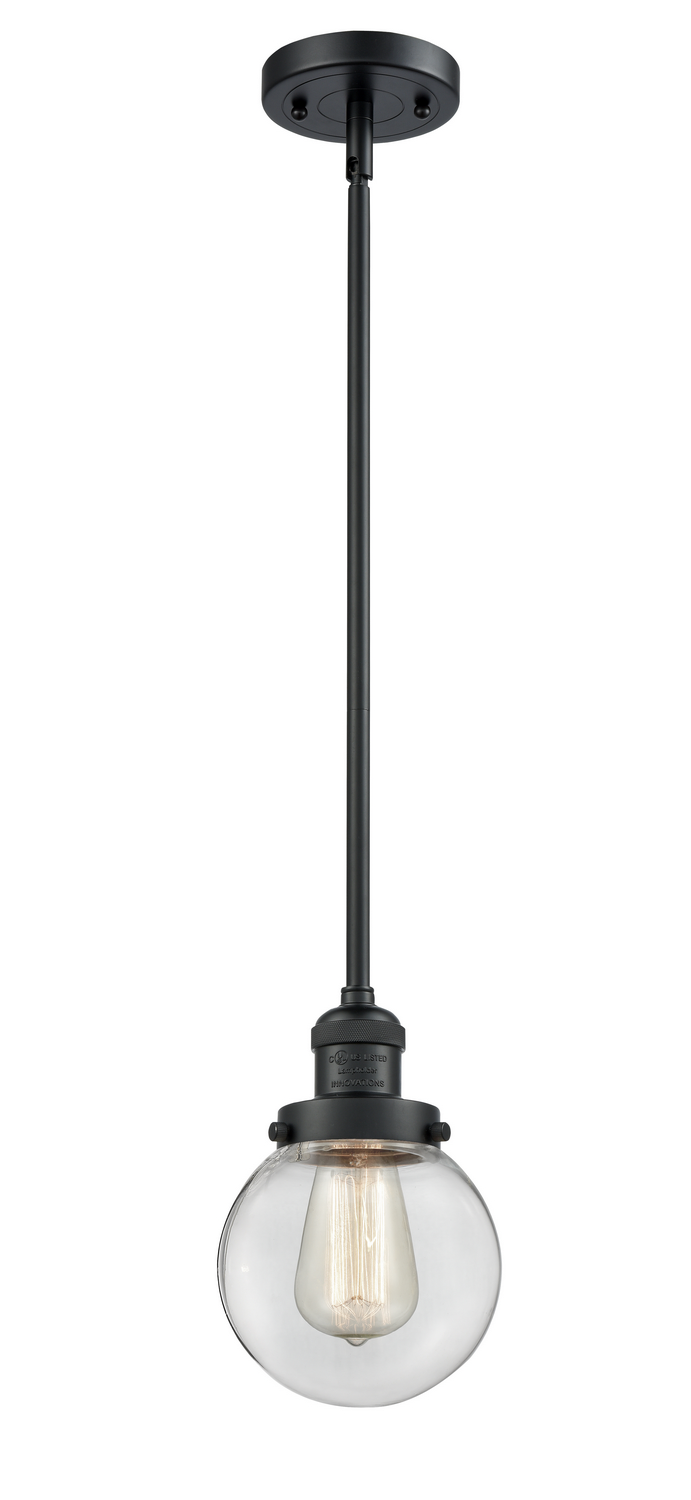 One Light Mini Pendant by Innovations - Franklin Restoration Collection, Matte Black Finish - 201S-BK-G202-6