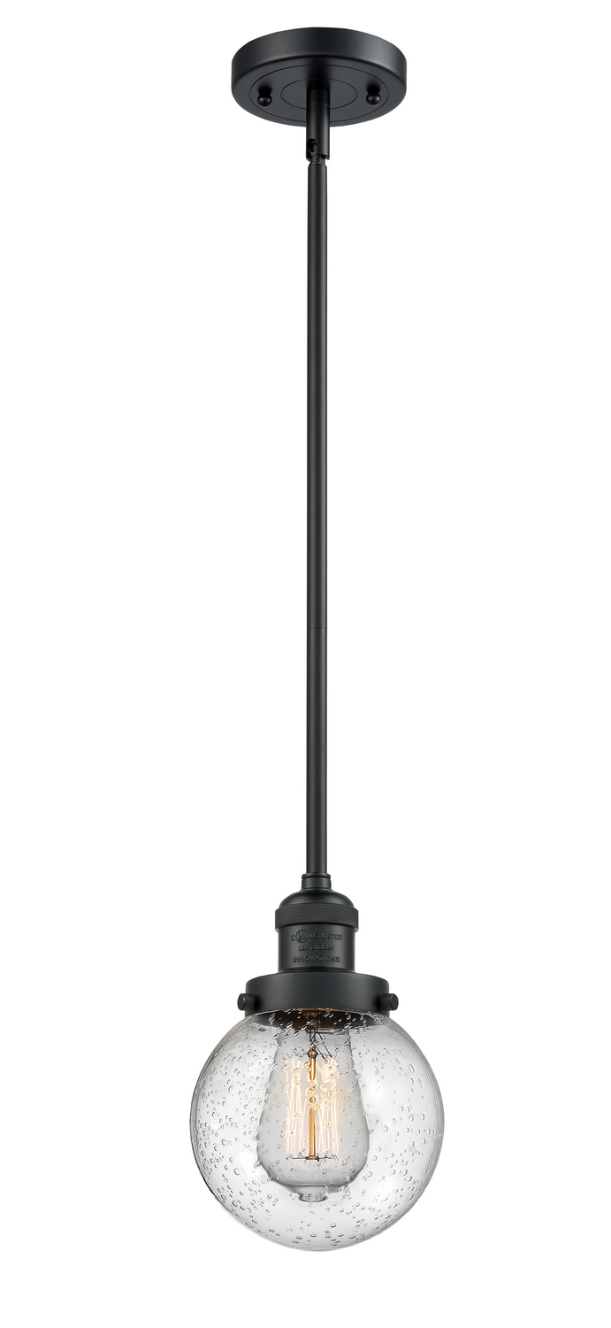 One Light Mini Pendant by Innovations - Franklin Restoration Collection, Matte Black Finish - 201S-BK-G204-6