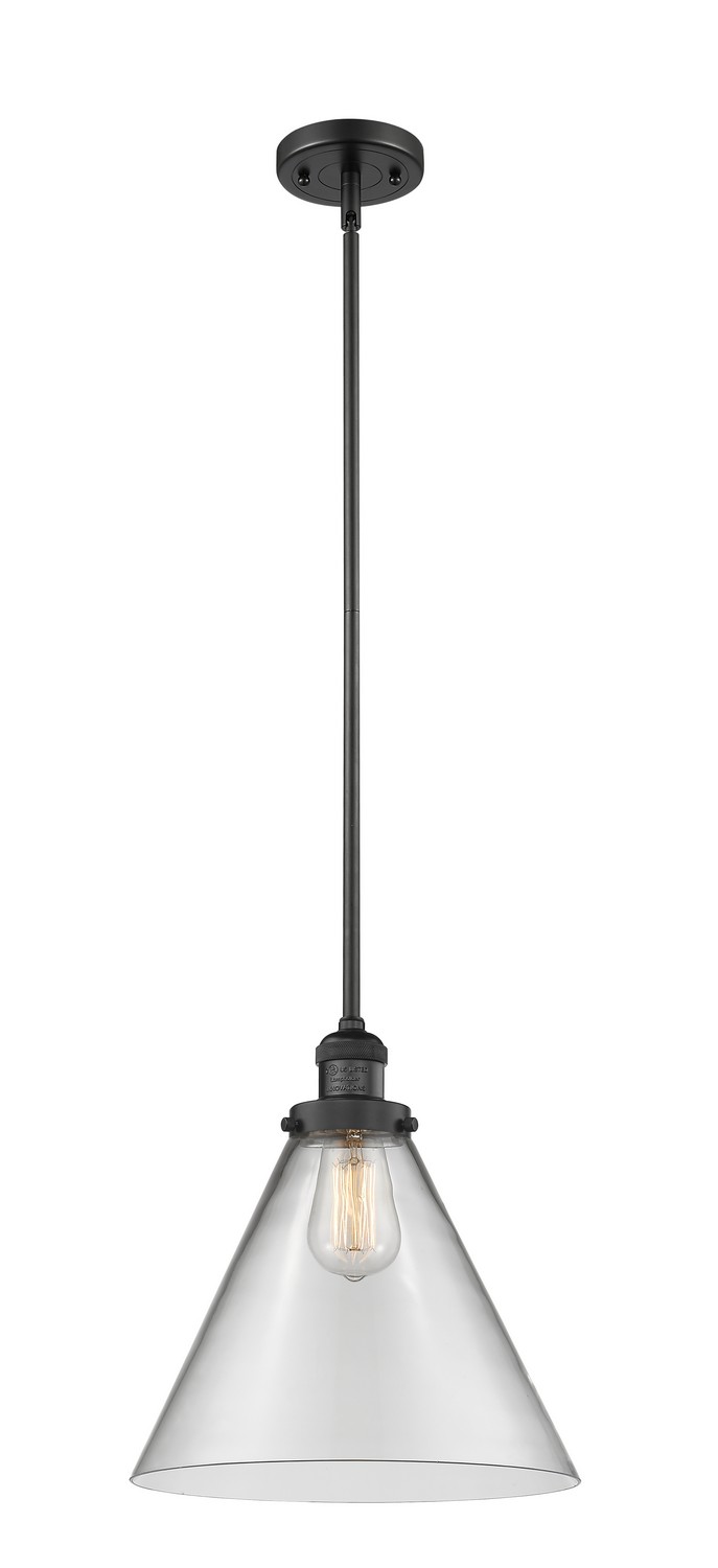 One Light Mini Pendant by Innovations - Franklin Restoration Collection, Matte Black Finish - 201S-BK-G42-L
