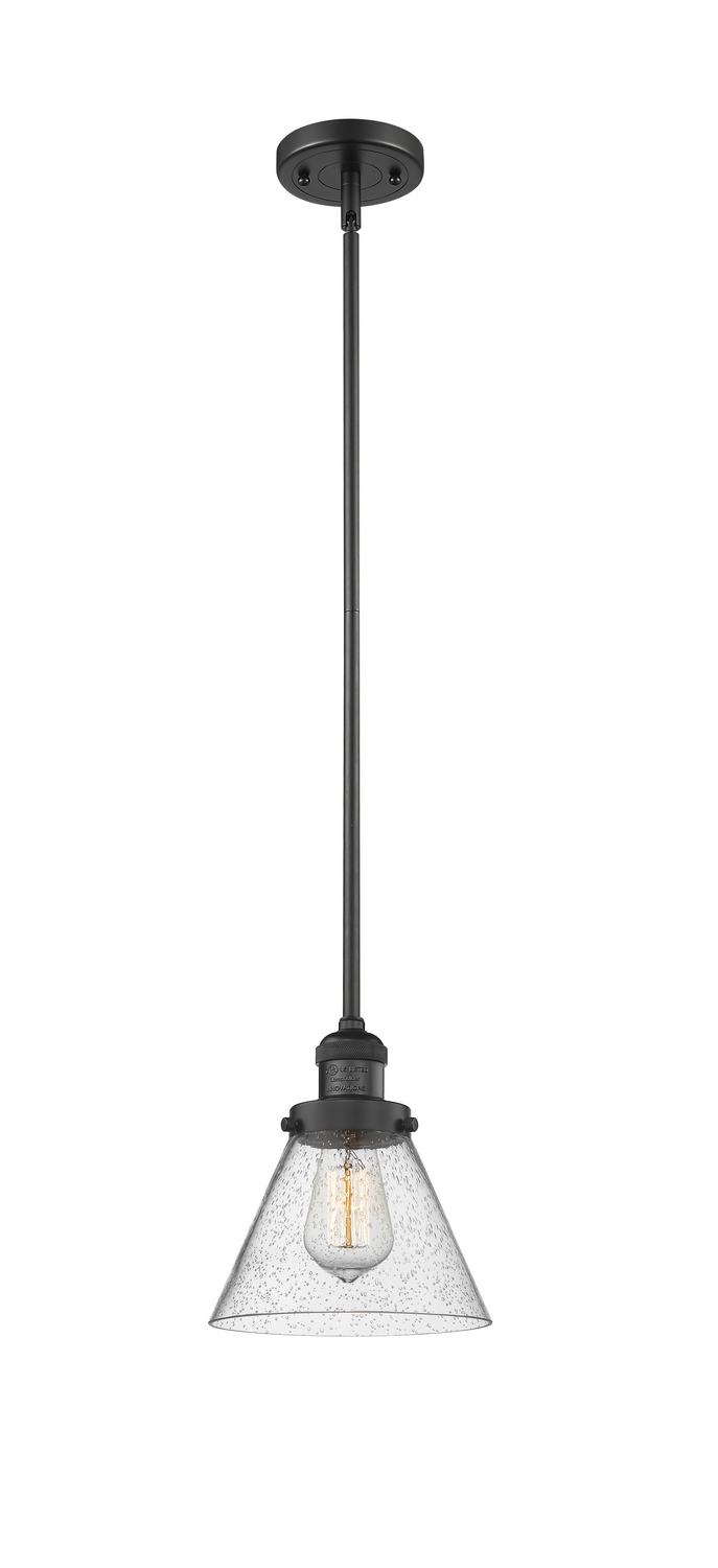 One Light Mini Pendant by Innovations - Franklin Restoration Collection, Matte Black Finish - 201S-BK-G44