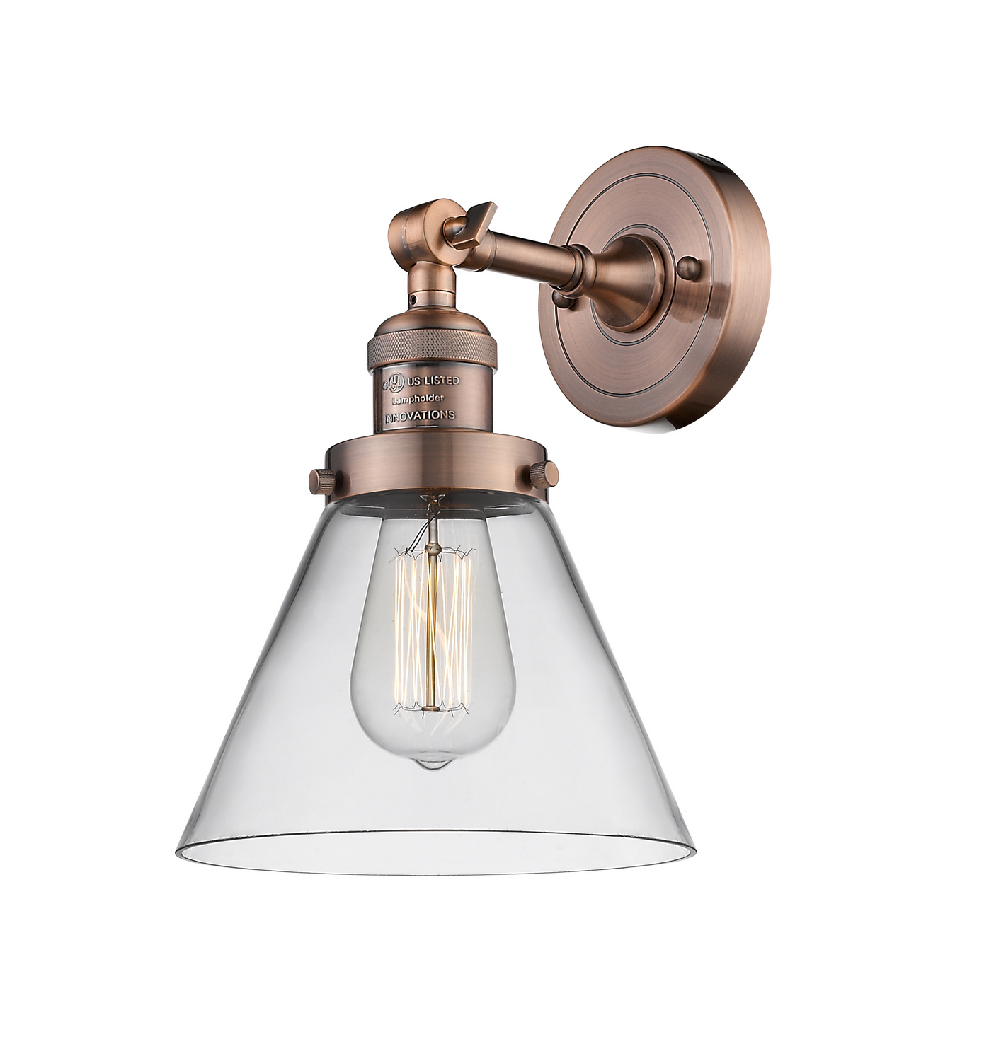 LED Wall Sconce by Innovations - Franklin Restoration Collection, Antique Copper Finish - 203-AC-G42-LED