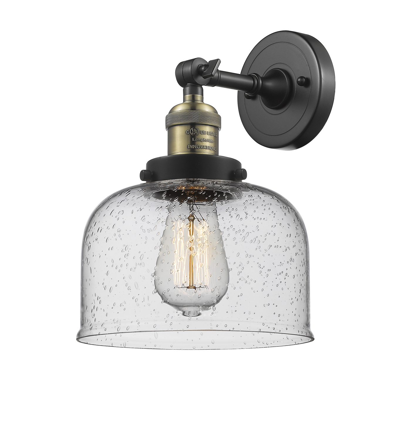 LED Wall Sconce by Innovations - Franklin Restoration Collection, Black Antique Brass Finish - 203-BAB-G74-LED