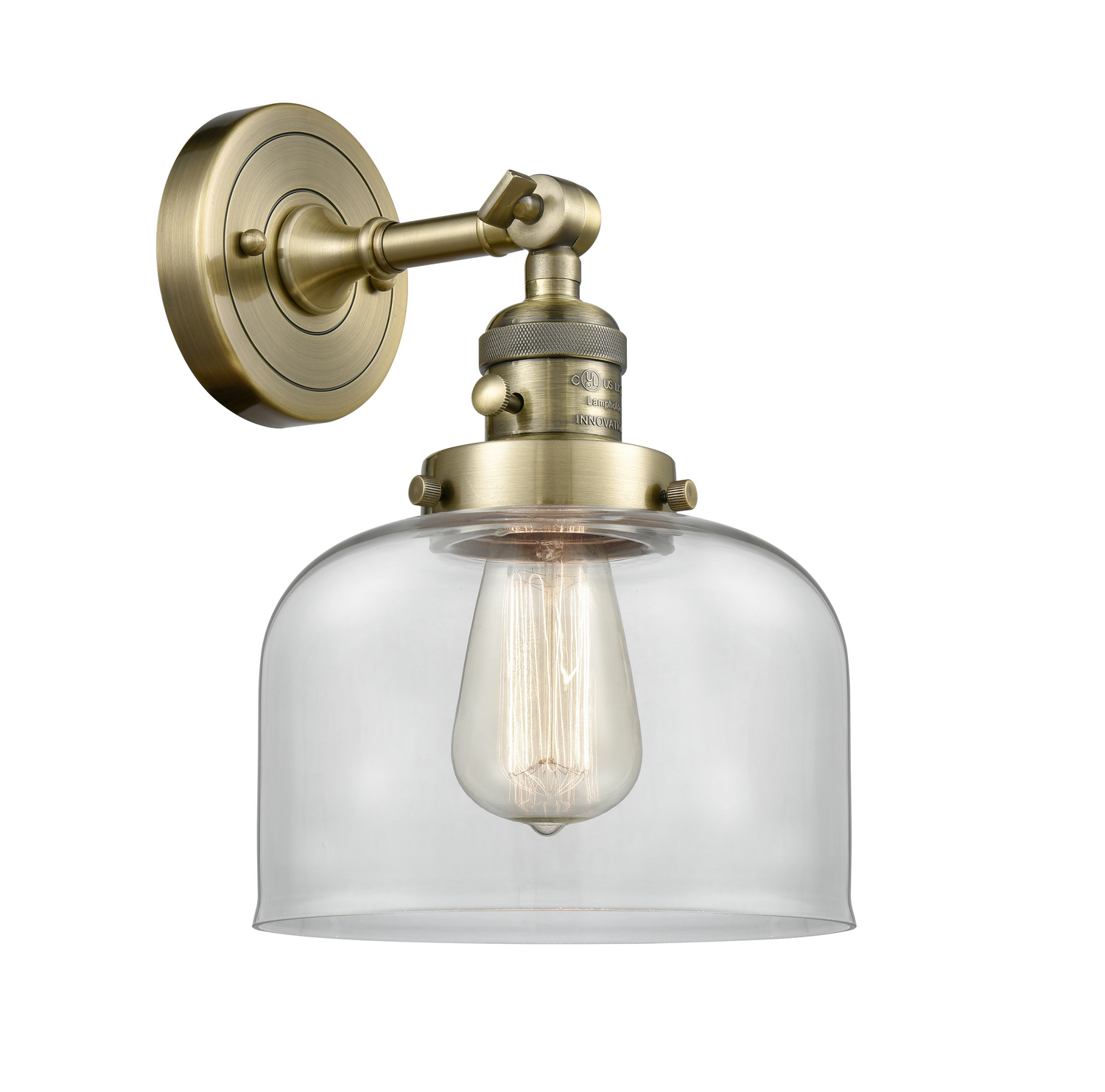 LED Wall Sconce by Innovations - Franklin Restoration Collection, Antique Brass Finish - 203SW-AB-G72-LED