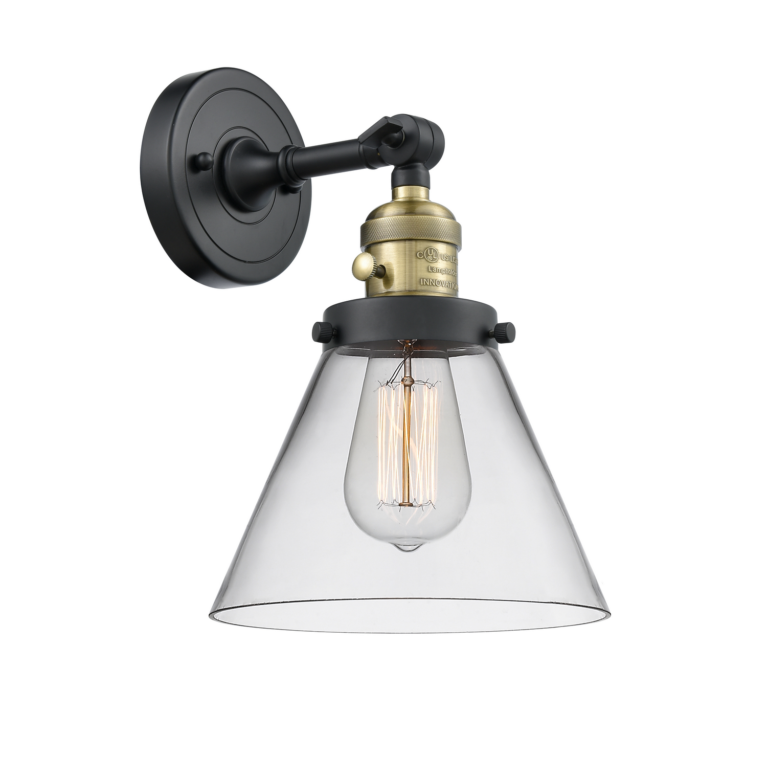 LED Wall Sconce by Innovations - Franklin Restoration Collection, Black Antique Brass Finish - 203SW-BAB-G42-LED