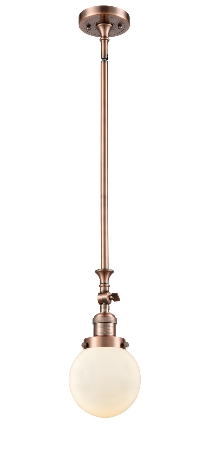 One Light Mini Pendant by Innovations - Franklin Restoration Collection, Antique Copper Finish - 206-AC-G201-6