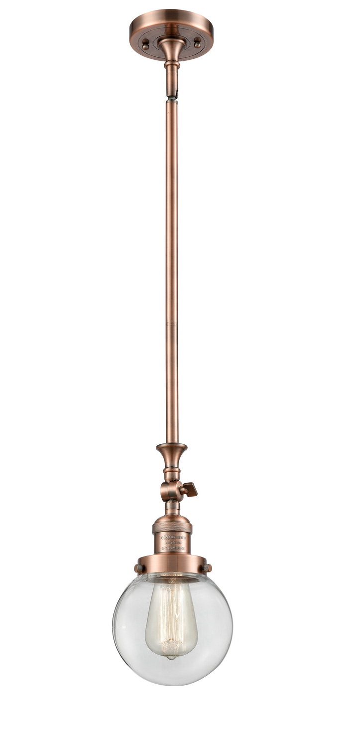One Light Mini Pendant by Innovations - Franklin Restoration Collection, Antique Copper Finish - 206-AC-G202-6