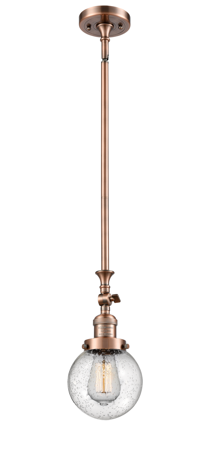 LED Mini Pendant by Innovations - Franklin Restoration Collection, Antique Copper Finish - 206-AC-G204-6-LED