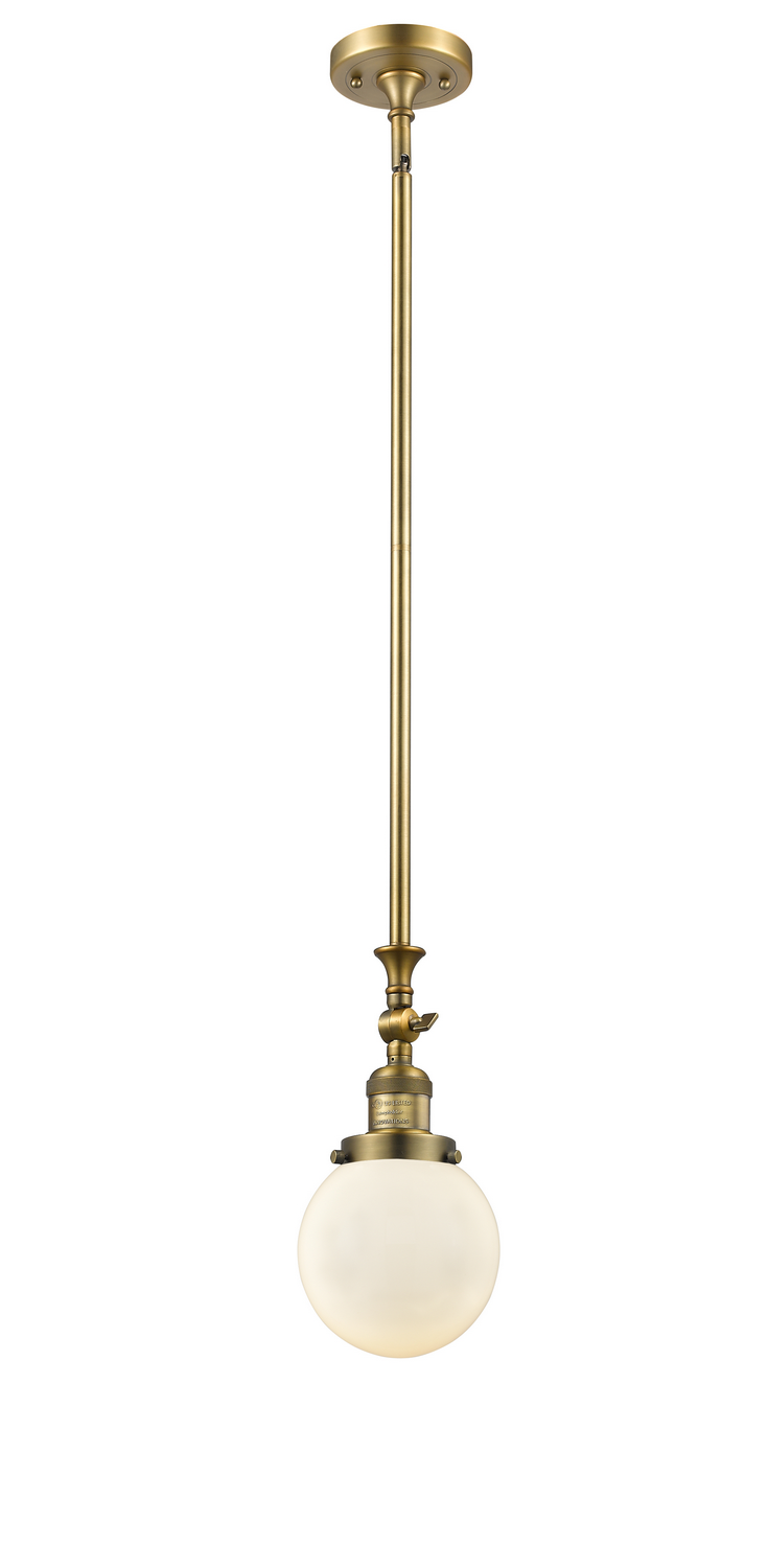 One Light Mini Pendant by Innovations - Franklin Restoration Collection, Brushed Brass Finish - 206-BB-G201-6