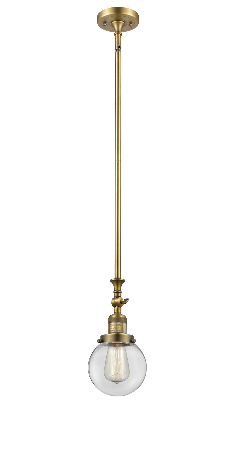 One Light Mini Pendant by Innovations - Franklin Restoration Collection, Brushed Brass Finish - 206-BB-G202-6
