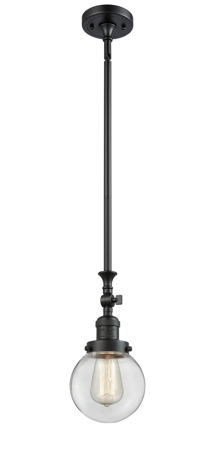 One Light Mini Pendant by Innovations - Franklin Restoration Collection, Matte Black Finish - 206-BK-G202-6