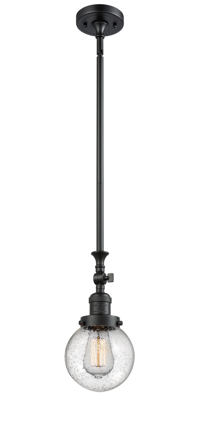 One Light Mini Pendant by Innovations - Franklin Restoration Collection, Matte Black Finish - 206-BK-G204-6