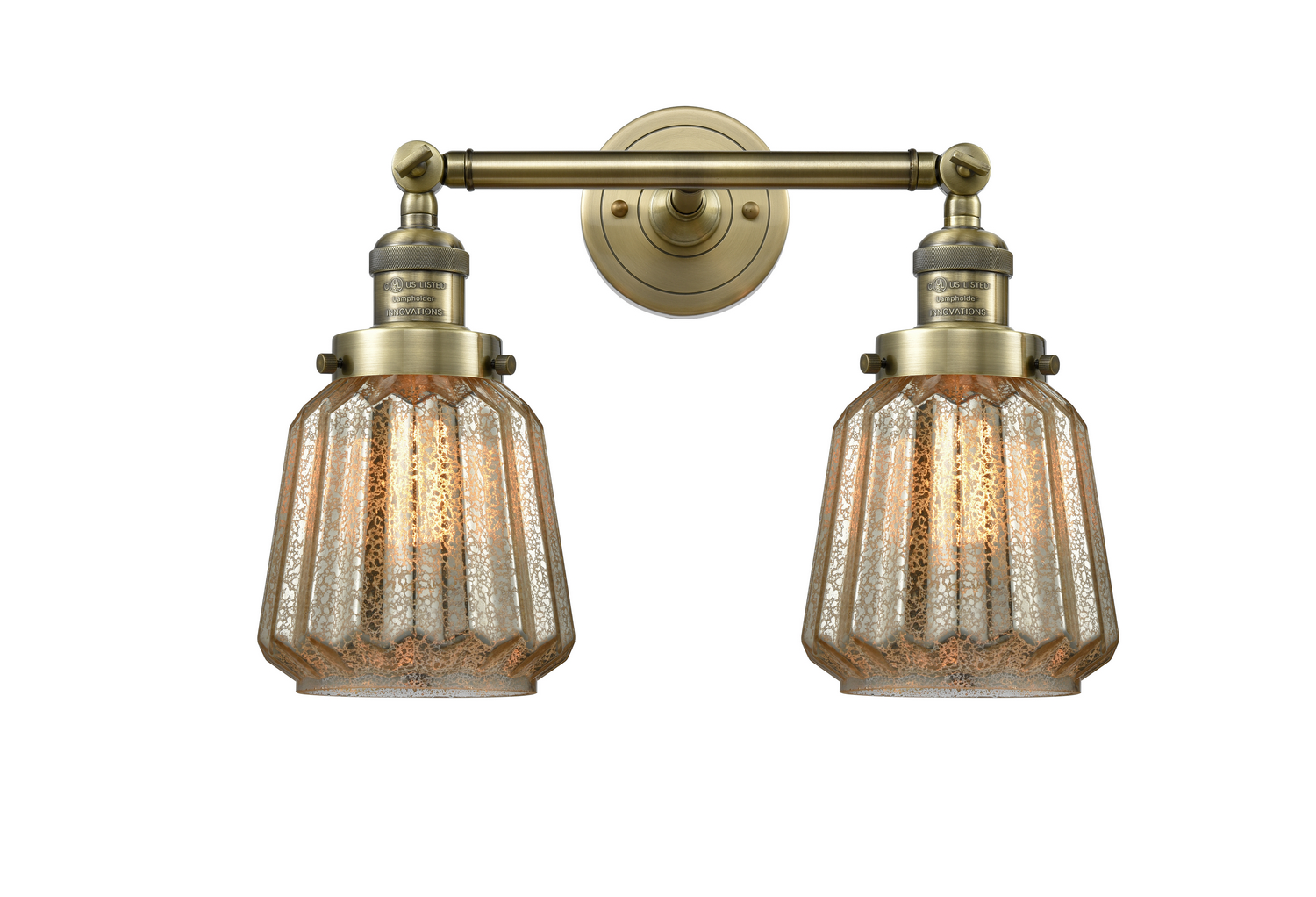 Two Light Bath Vanity by Innovations - Franklin Restoration Collection, Antique Brass Finish - 208-AB-G146