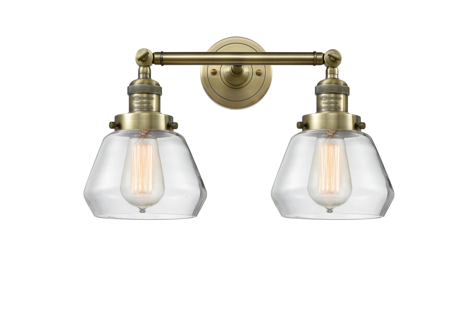 Two Light Bath Vanity by Innovations - Franklin Restoration Collection, Antique Brass Finish - 208-AB-G172