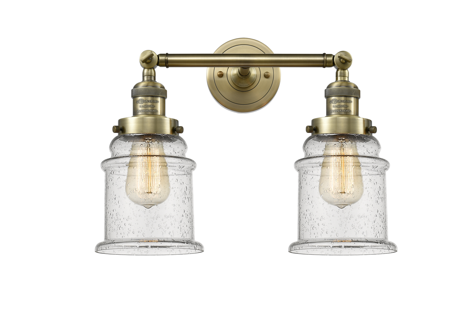 Two Light Bath Vanity by Innovations - Franklin Restoration Collection, Antique Brass Finish - 208-AB-G184