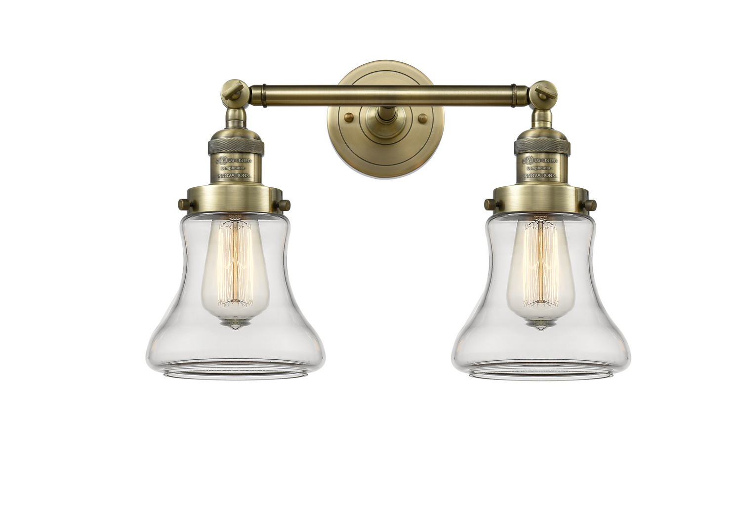 Two Light Bath Vanity by Innovations - Franklin Restoration Collection, Antique Brass Finish - 208-AB-G192